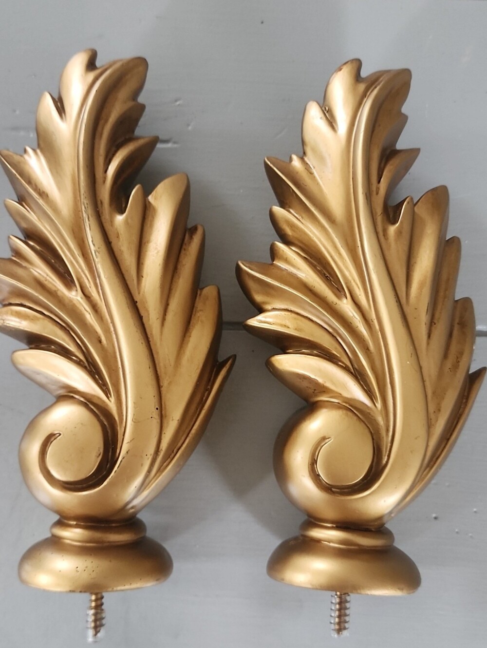 TRAX Feather Decorative Drapery Hardware Finials Curtain Rod Ends 23578 Gold